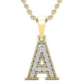 0.10 Carat Round White Diamond Initial Pendant, 10K Yellow Gold N763