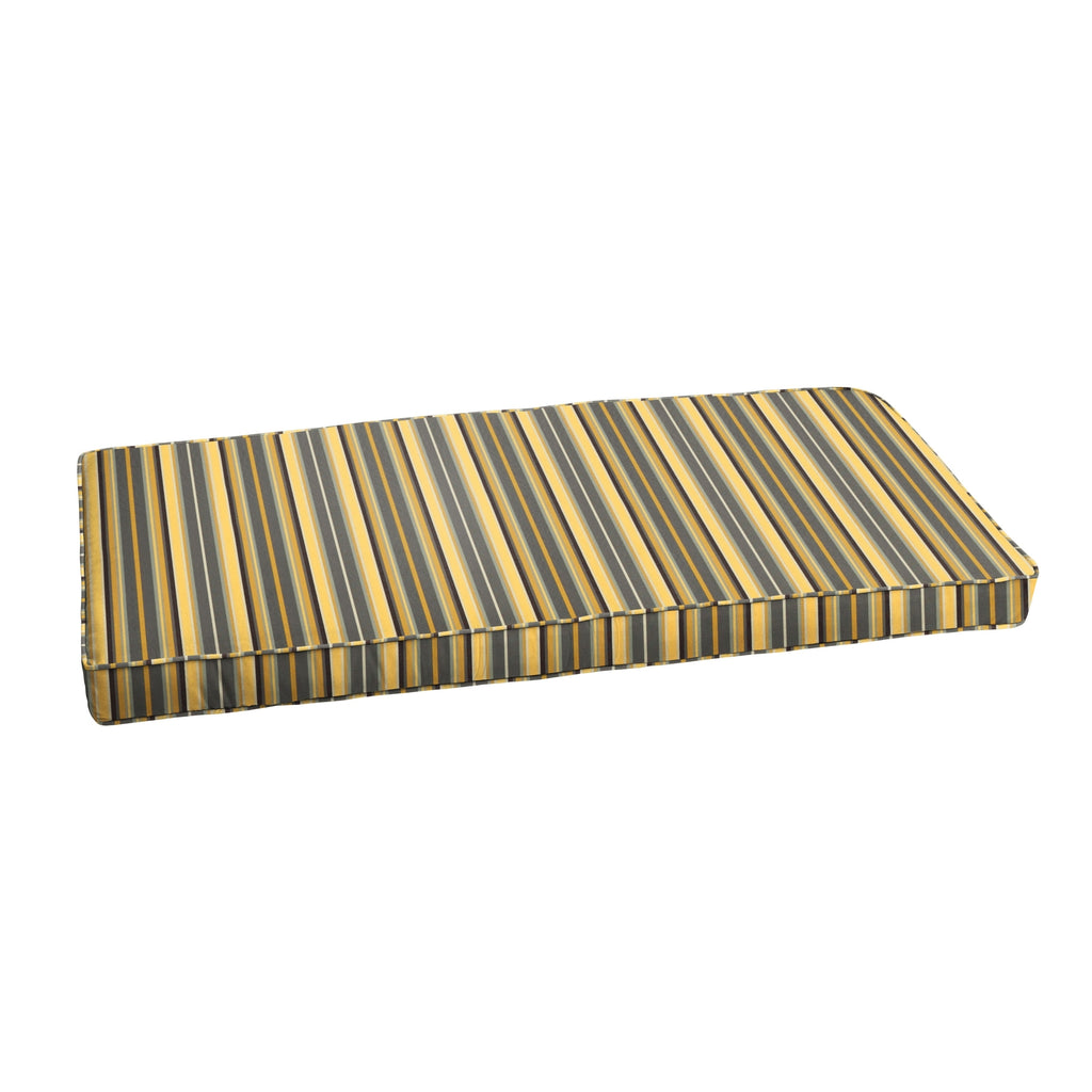 Sunbrella Yellow Grey Stripe Indoor/Outdoor Bench Cushion 37" to 48", Corded 37 in w x 17 in d D47872