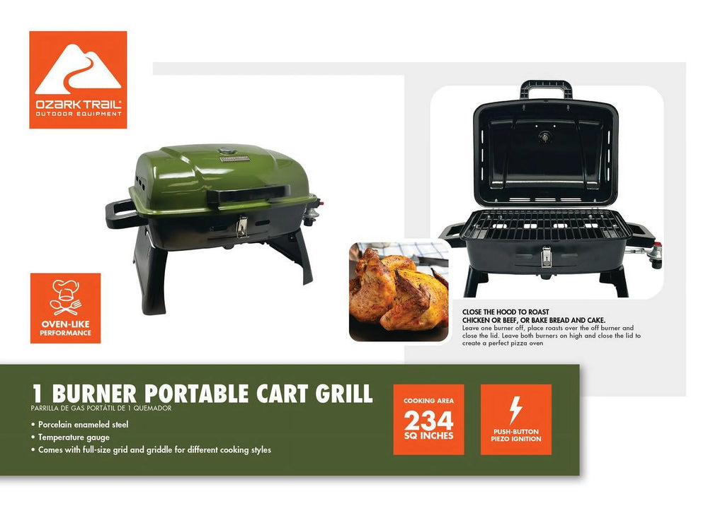 Portable 1 Burner Propane Grill with Interchangeable Griddle Plate I868872