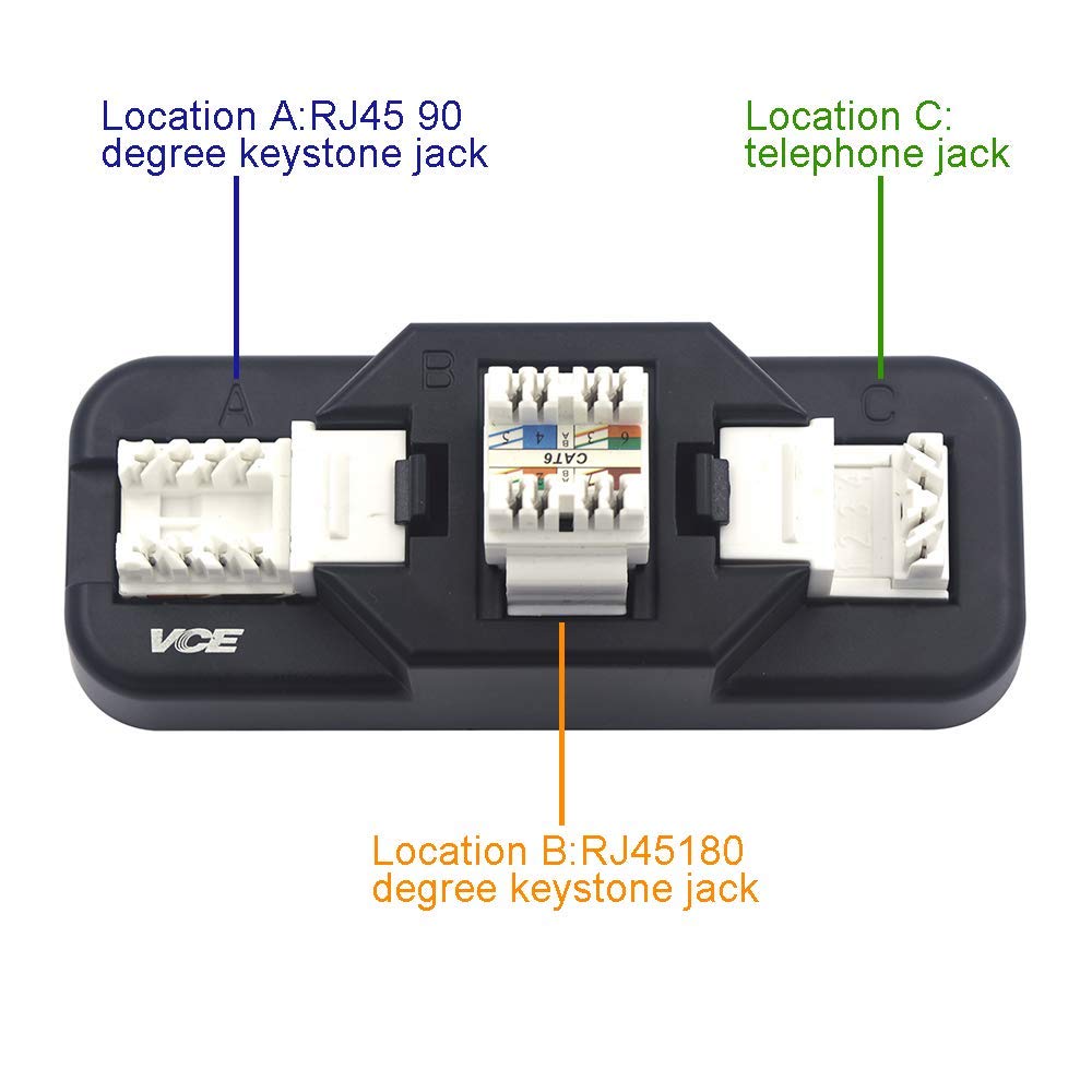50-Pack RJ45 Cat6 90-Degree Keystone Jack Insert with Punch Down Stand Tool and Wire Stripper Cutter O370180