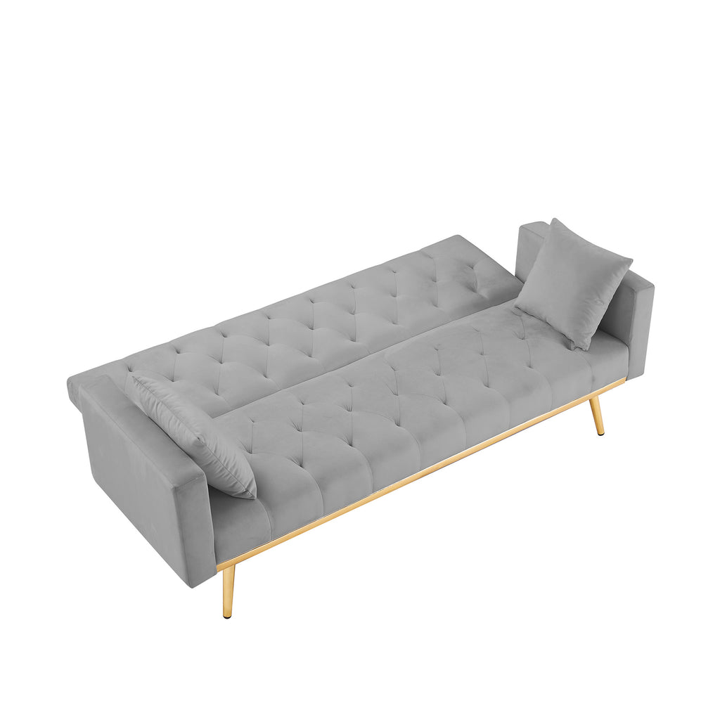 Grey Convertible Folding Futon Sofa Bed R750723