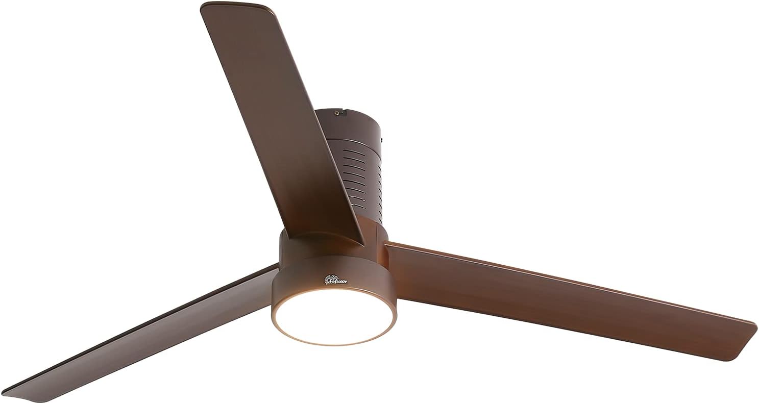 Low Profile Ceiling Fan With Lights 3 Carved Wood Fan Blade Remote Control L7487