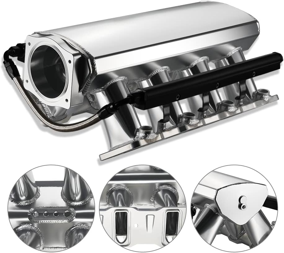Silver Fabricated Intake Manifold 92mm High Profile with Fuel Rails Y5604