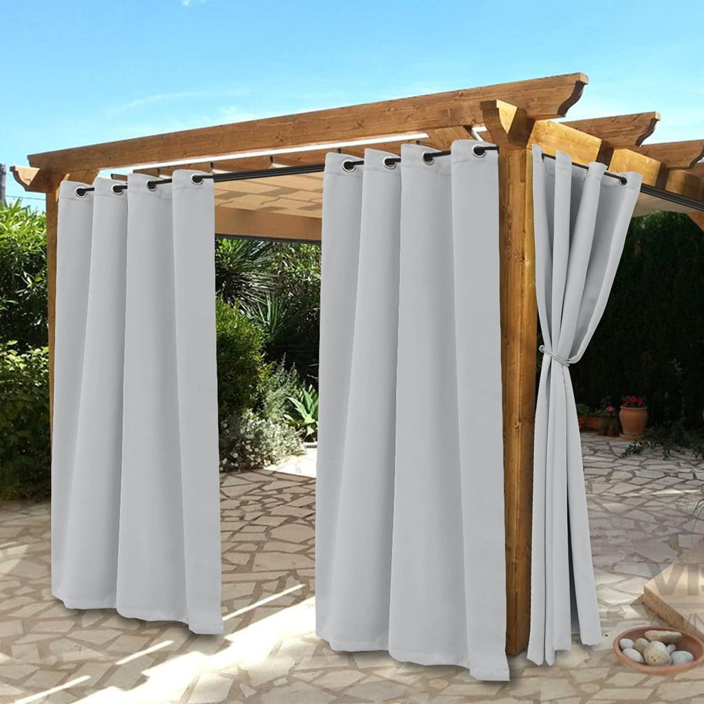 White Waterproof Grommet Blackout Curtains, 2 Panels, 52 x 84 inch S931