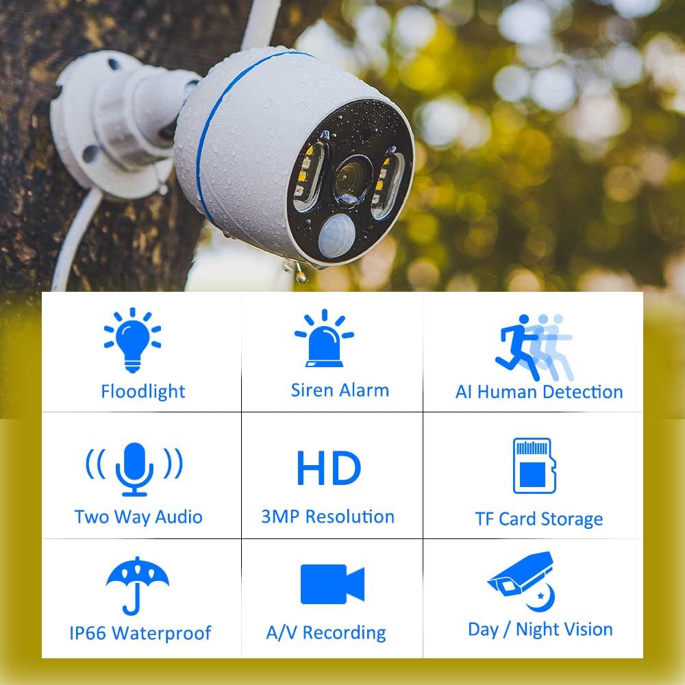 Wireless Security Camera System, 3MP, 2 Way Audio, 8CH, Color Night Vision, 2TB Hard Drive R89756