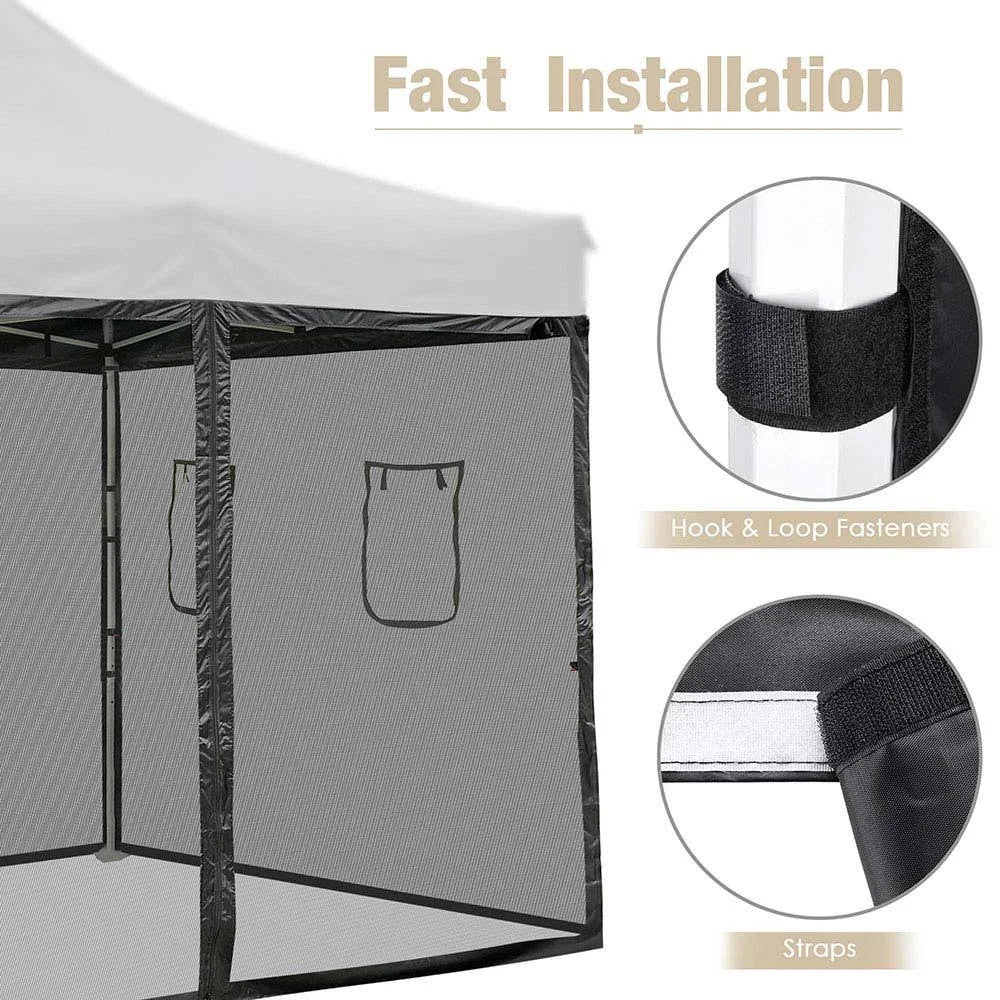 4 Pcs Pop Up 10 ft Canopy Tent Mesh Side Wall T6654