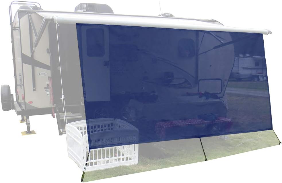 Navy Blue Mesh RV Awning Sunshade Screen L99876