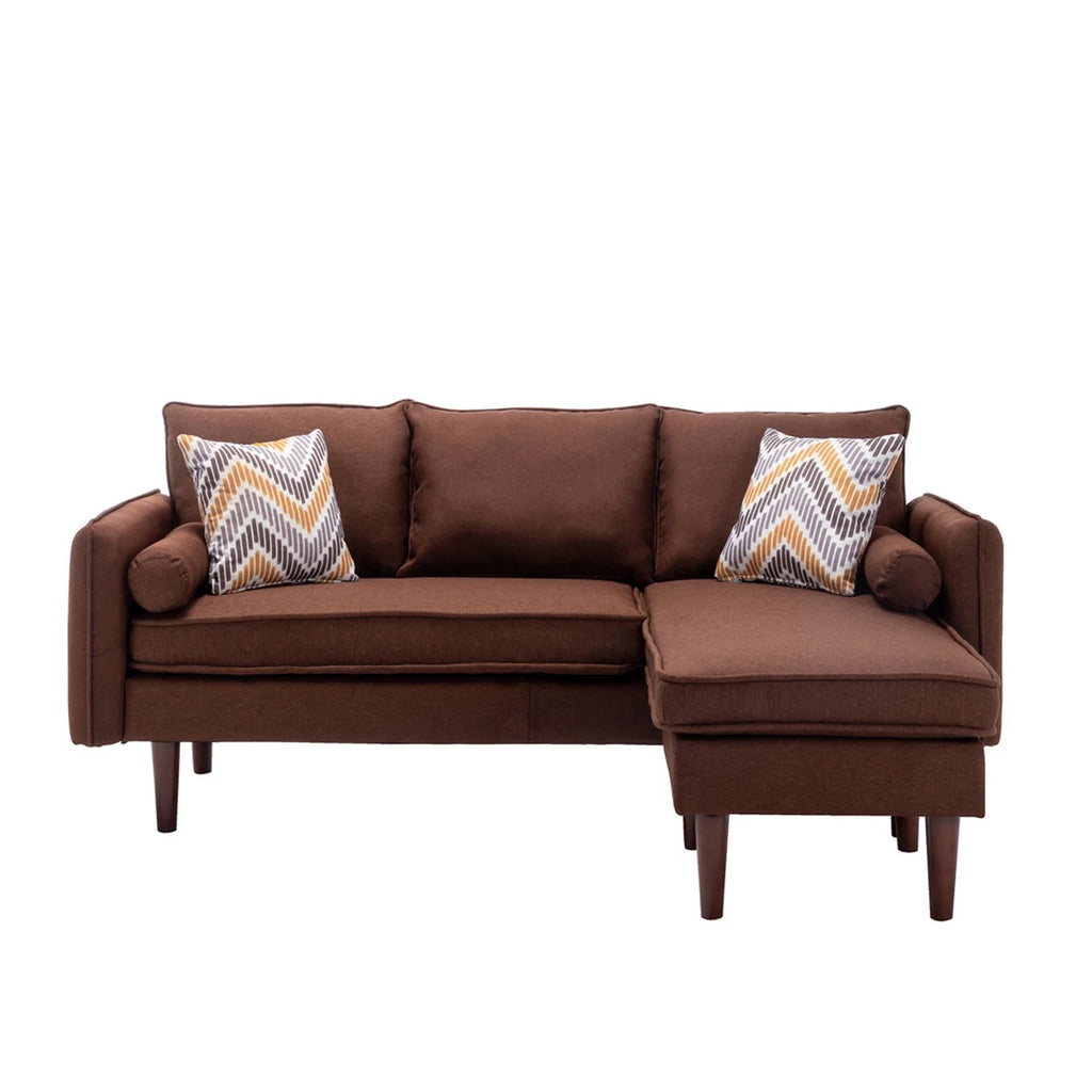 Brown Sectional Sofa Chaise with USB Charger & Pillows D292