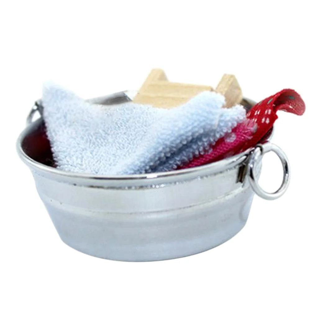 1:6 Dollhouse Tin Wash Tub with Handles H20908