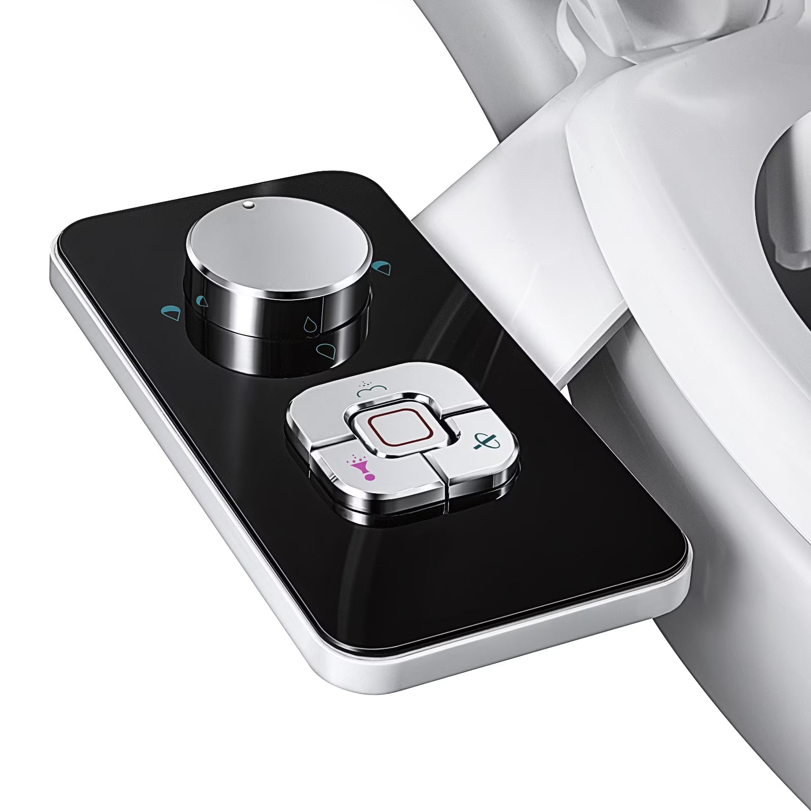 Non-Electric Bidet Toilet Seat Attachment with Pressure Controls, Self-Cleaning Dual Nozzles Black E474483