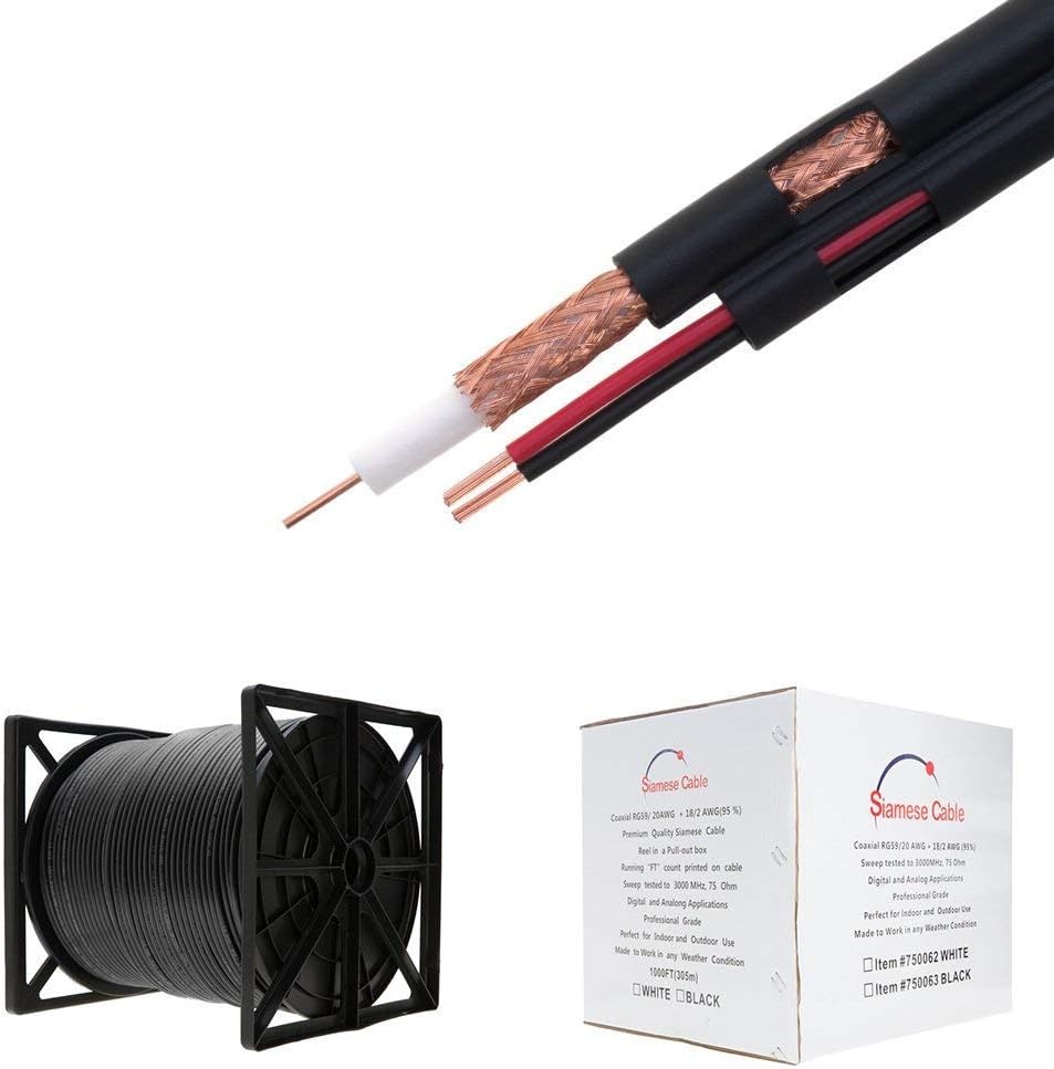 500FT Black RG59/U CCTV Video Cable Y152