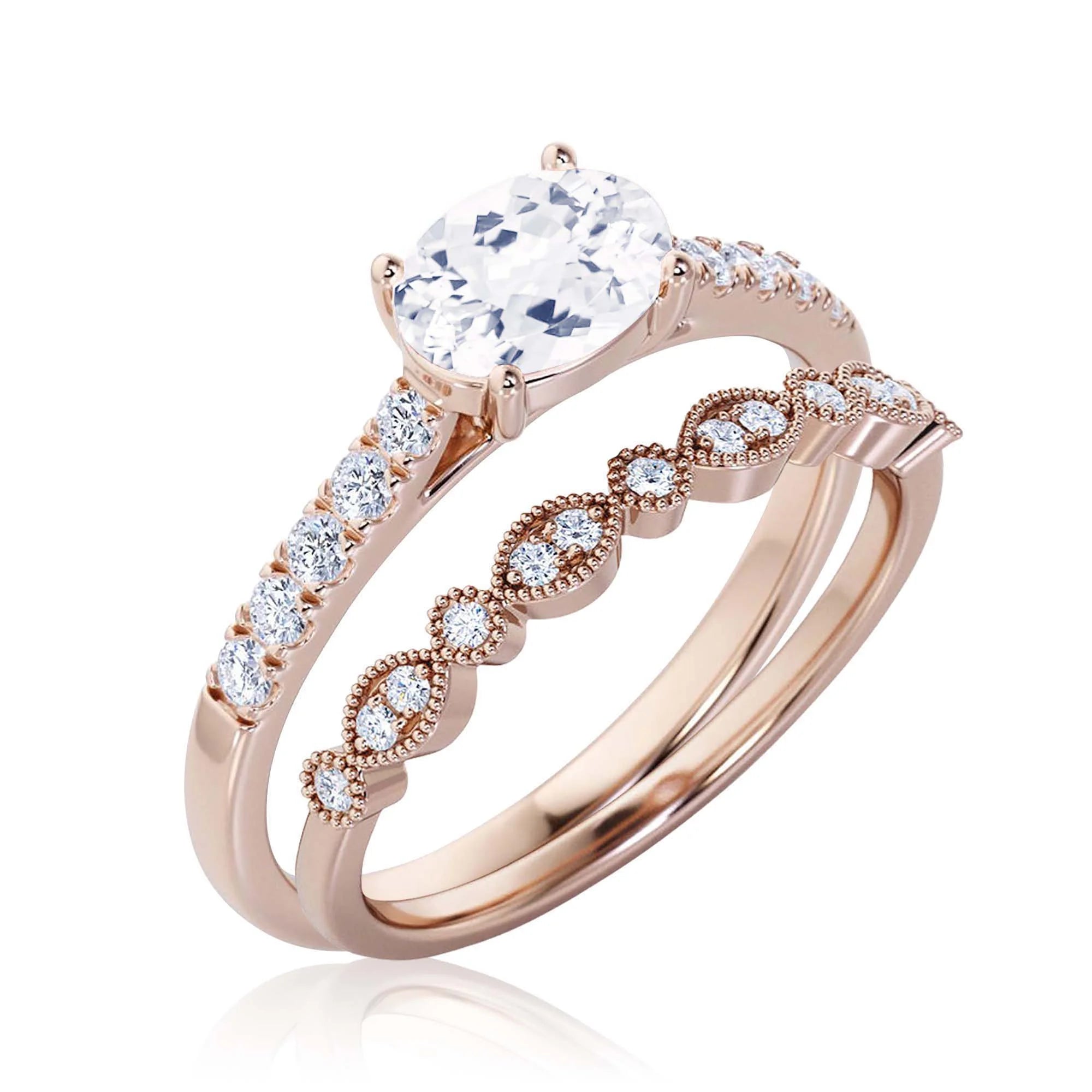 2.00 Carat Oval Cut Diamond Moissanite Engagement Ring in 925 Sterling Silver With 18k Rose Gold Plating G80192