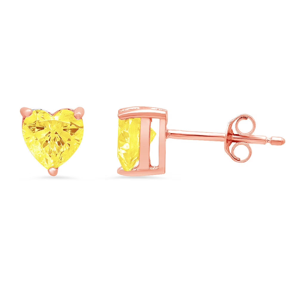 1.0 ct Heart Cut Solid 18K Rose Gold Earrings K720