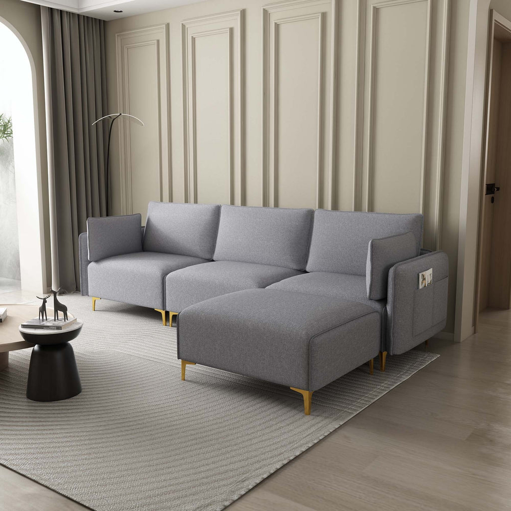 Grey L Shape Sectional Sofa with USB Y483