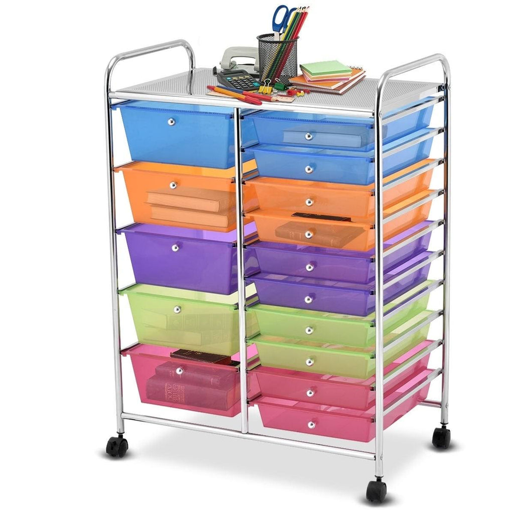 15-Drawer Utility Organizer Rolling Cart with Wheels S39917