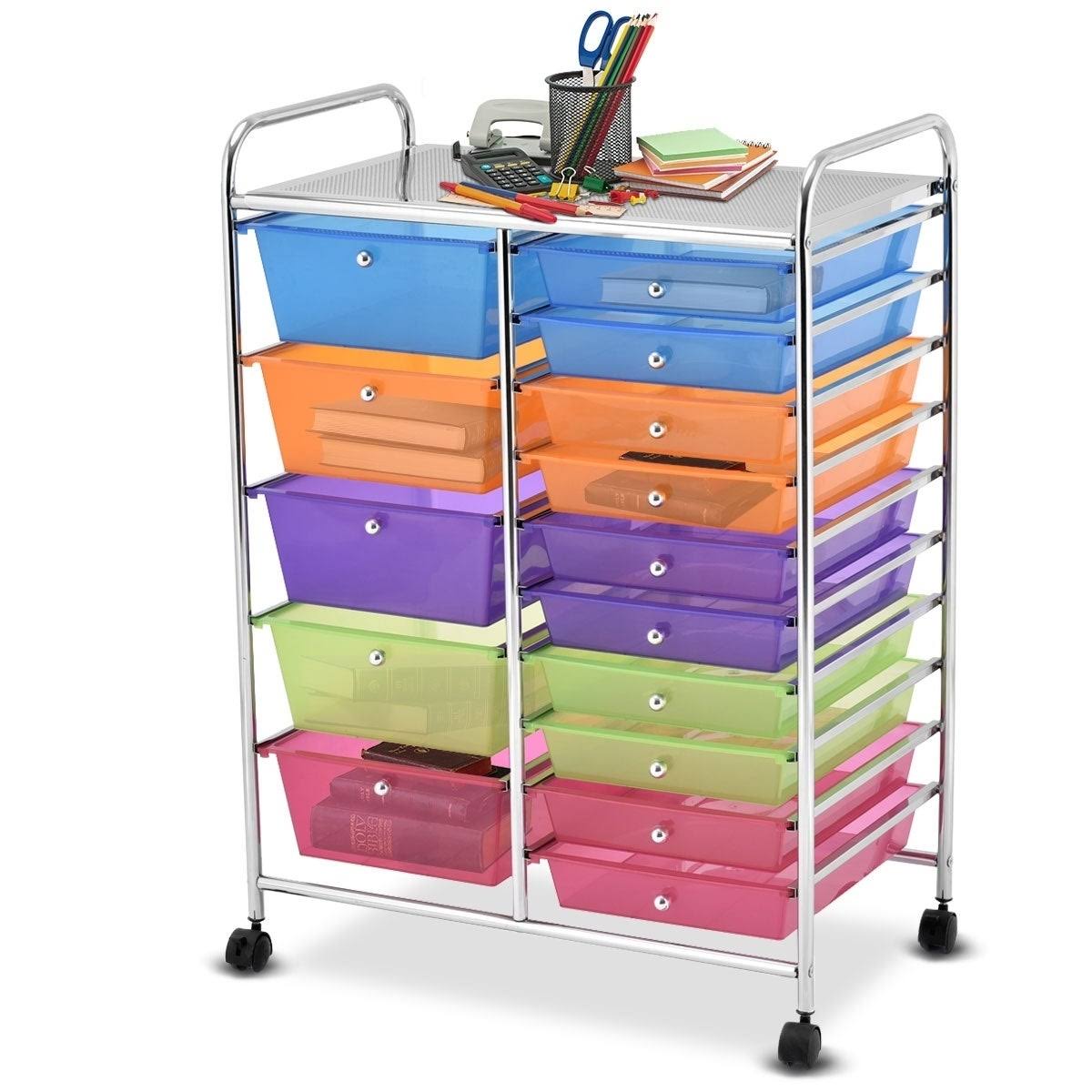 15-Drawer Utility Organizer Rolling Cart with Wheels S39917