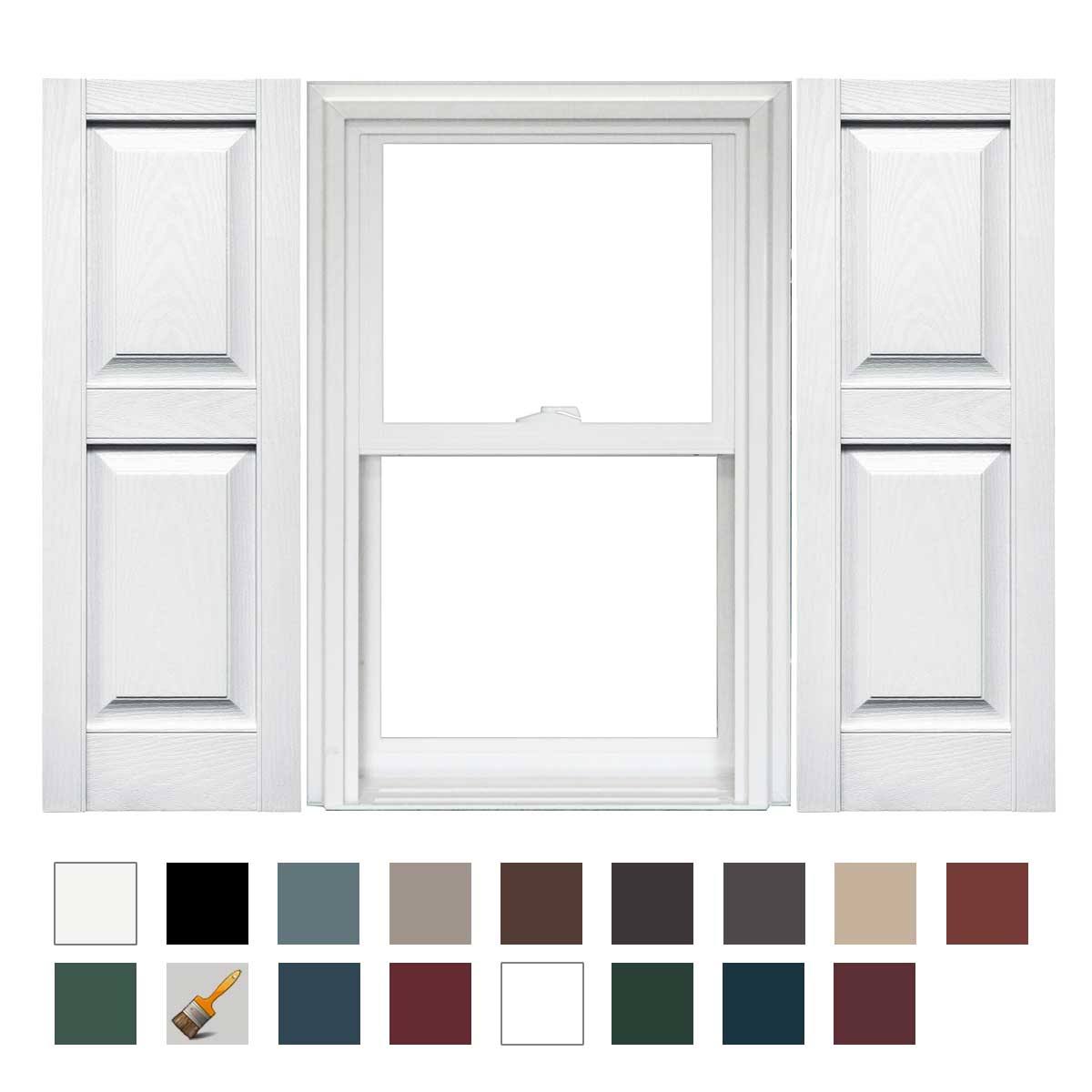 White Raised Panel Vinyl Shutters 1 Pair 14.75 x 35 S298185