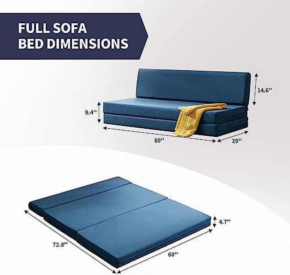 Twin Folding Sofa Bed with Memory Foam Mattress Linen Fabric Z947953
