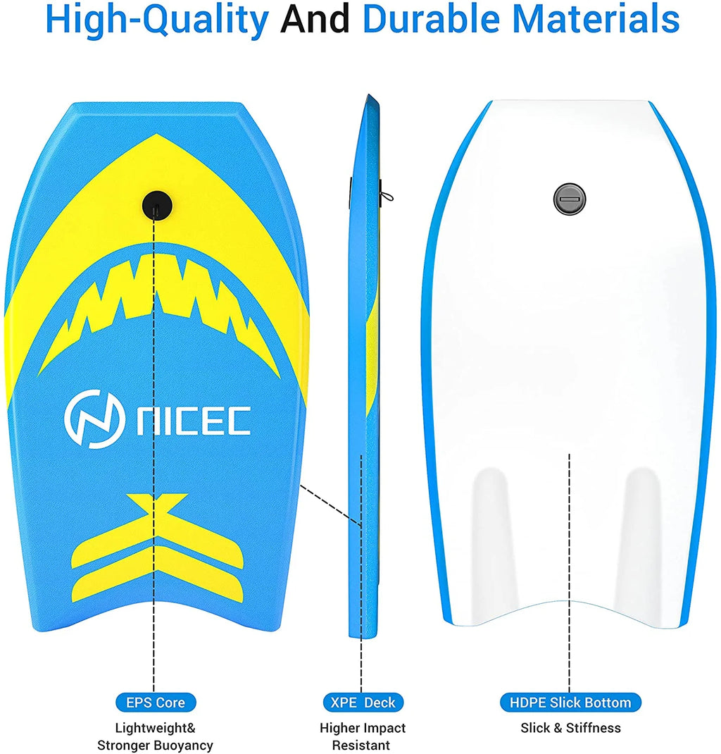 Surfboard with Adjustable Fin Tether and Leash, Lightweight EPS Core, Non-Slip Deck J59787