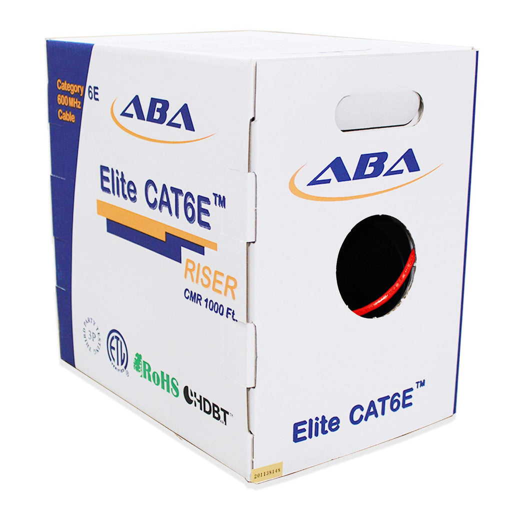 Cat6 CMR Riser Ethernet Cable 1000ft, 24AWG, Solid Bare Copper, 600MHz, Bulk LAN Cable O7101