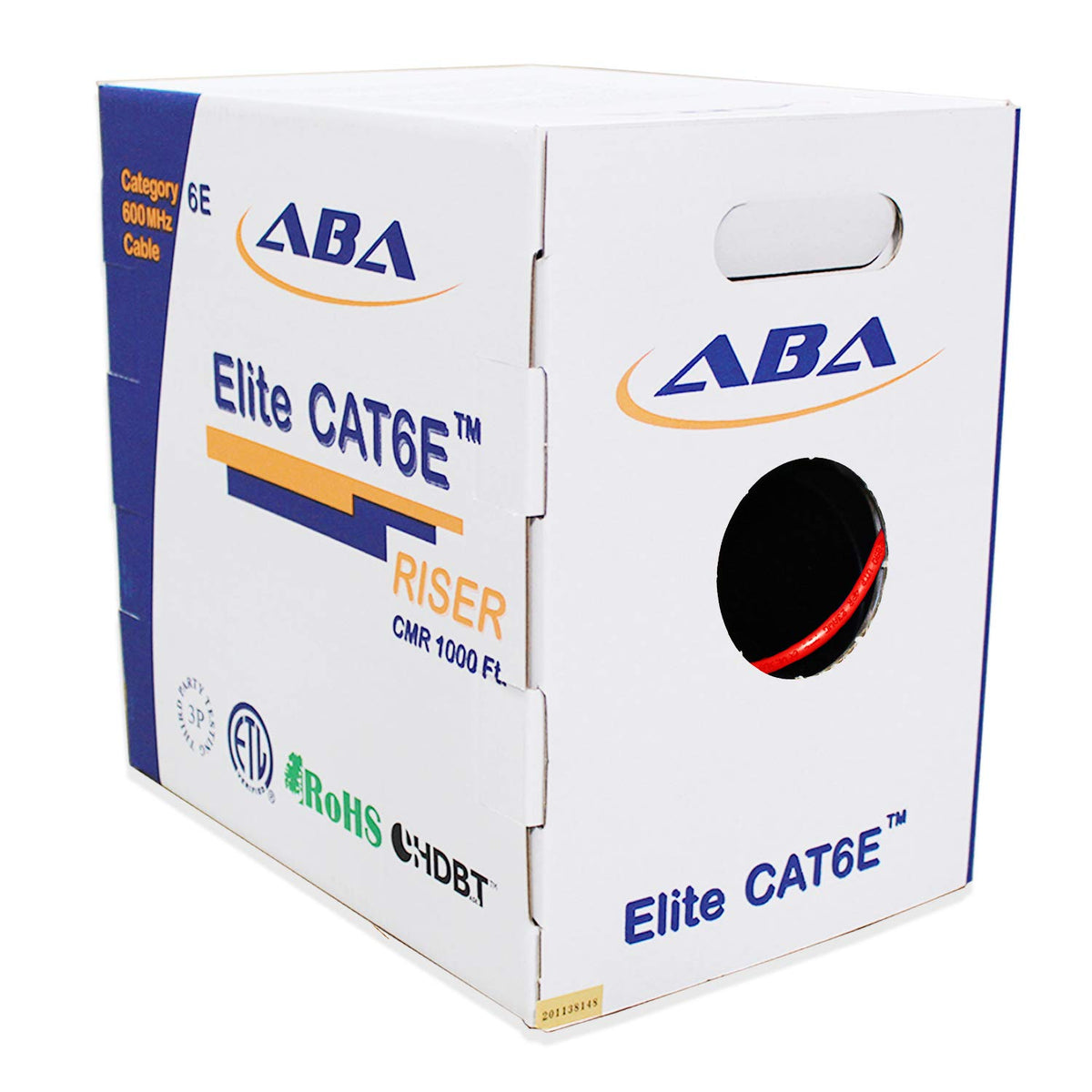Cat6 CMR Riser Ethernet Cable 1000ft, 24AWG, Solid Bare Copper, 600MHz, Bulk LAN Cable O7101