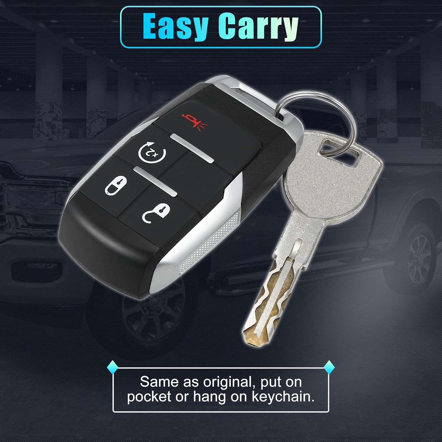 Replacement Keyless Entry Remote Car Key Fob 4 Buttons with Door Key A484882