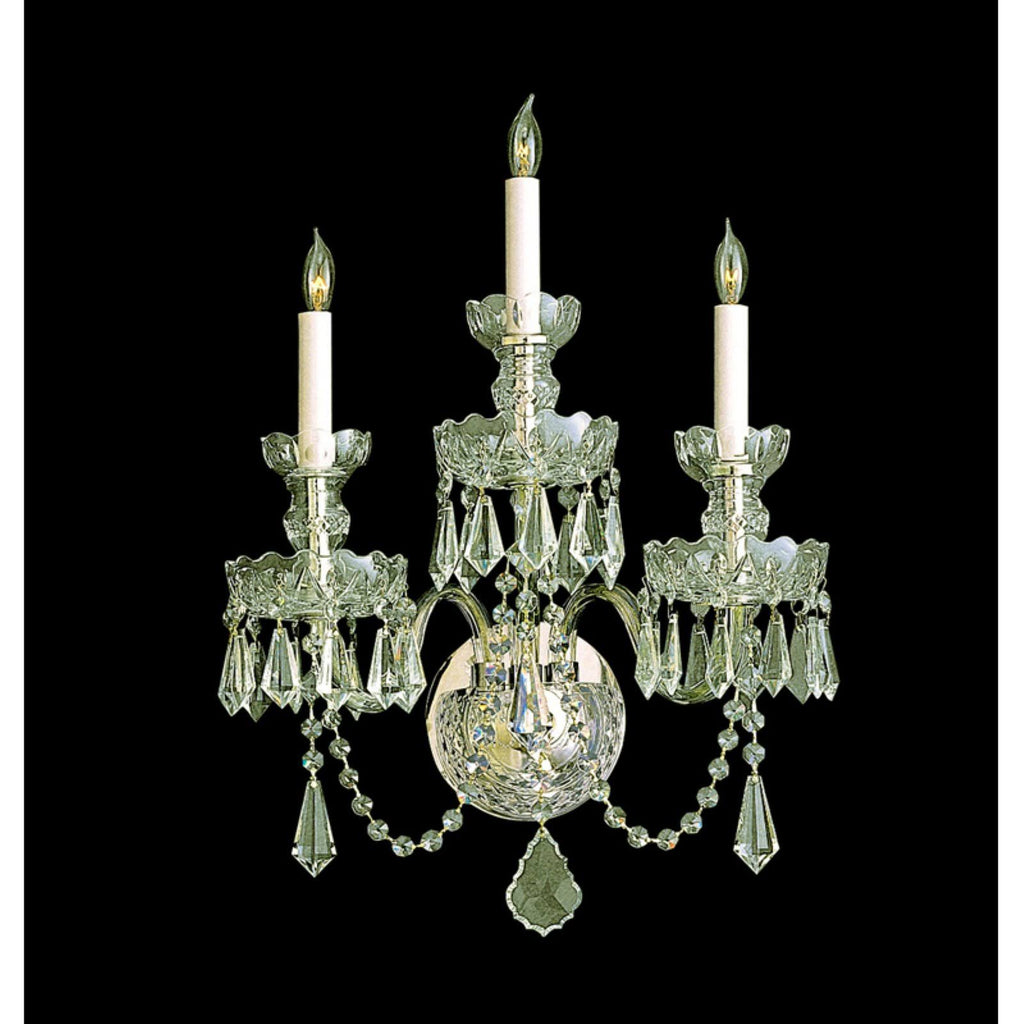 Brass Crystal 3 Light Sconce T259