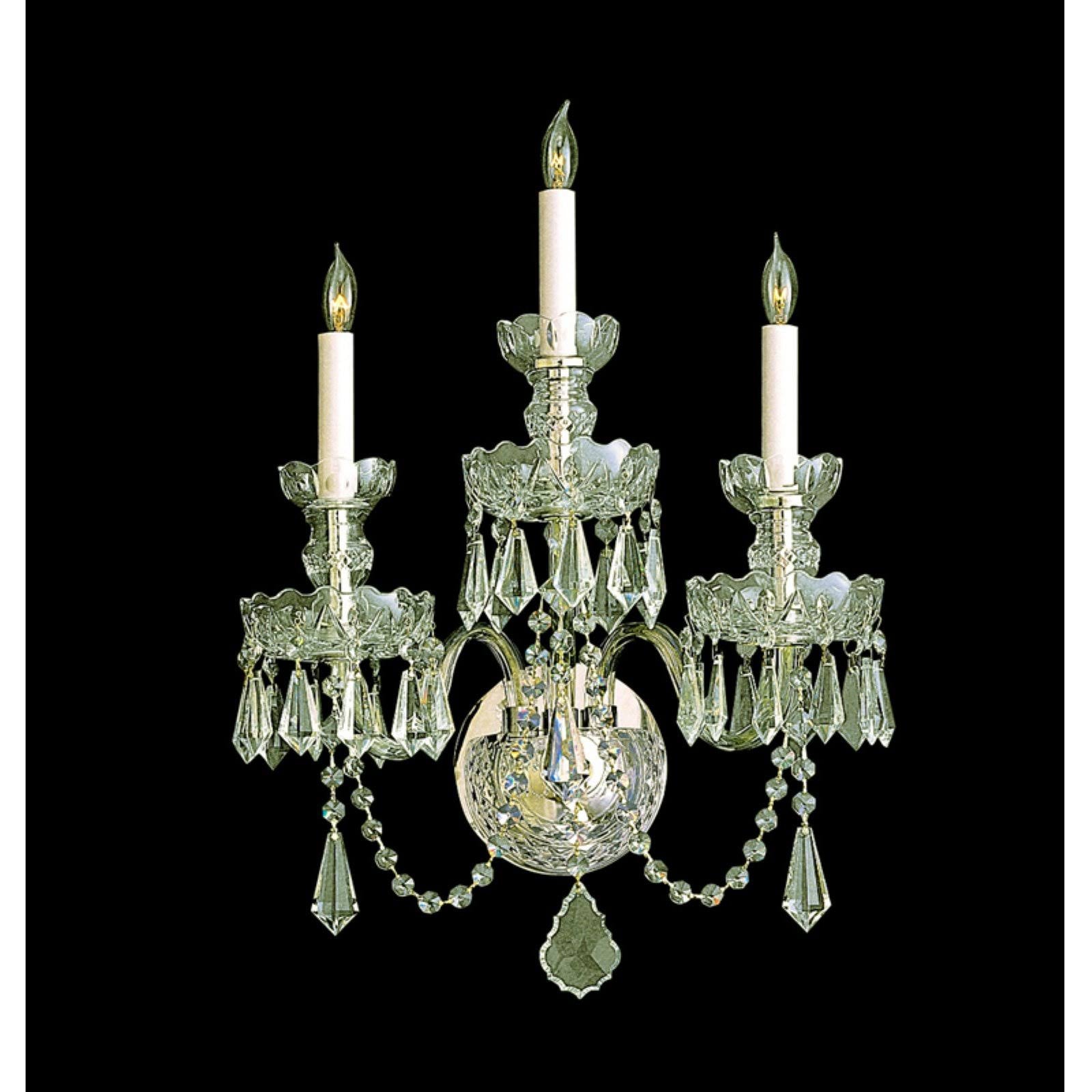 Brass Crystal 3 Light Sconce T259