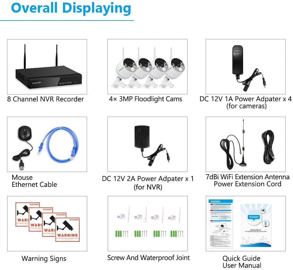 Wireless Security Camera System, 3MP, 2 Way Audio, 8CH, Color Night Vision, 2TB Hard Drive R89756