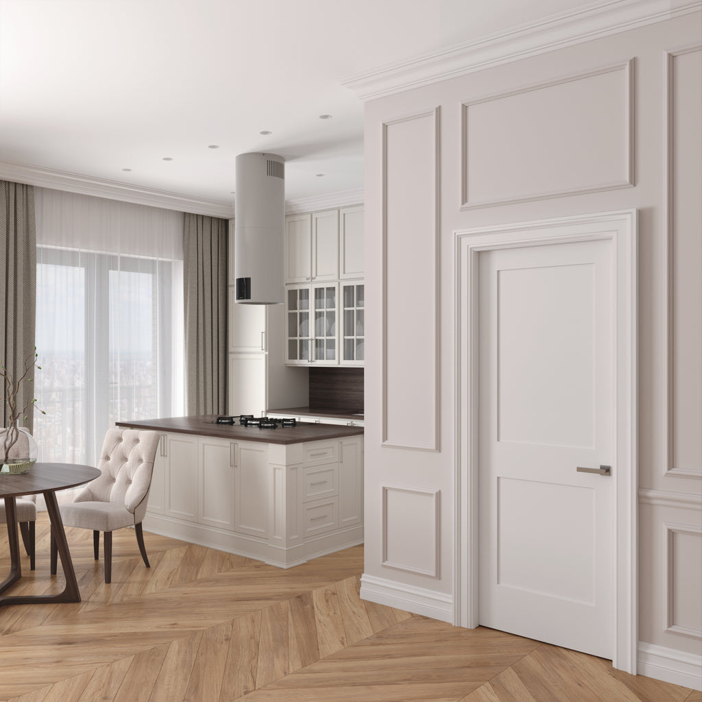 Solid Core White Primed Double Panel Prehung Interior Door B304574