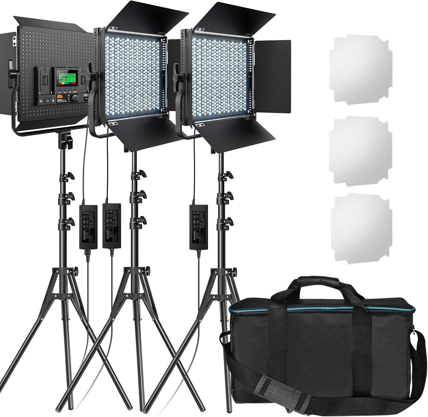 RGB LED Video Lighting Kit, 45W, 2600K-10000K, with U Bracket and Barn Door G74339