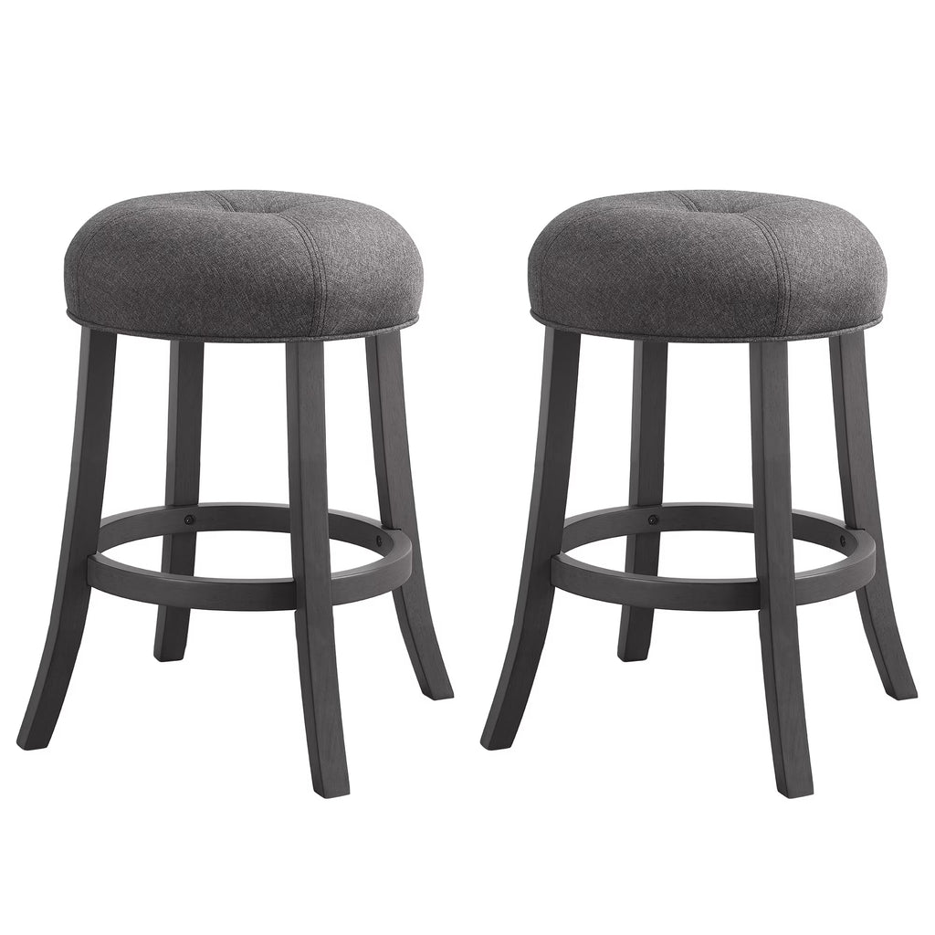 Grey Upholstered Counter Height Bar Stools Set of 2 I7988