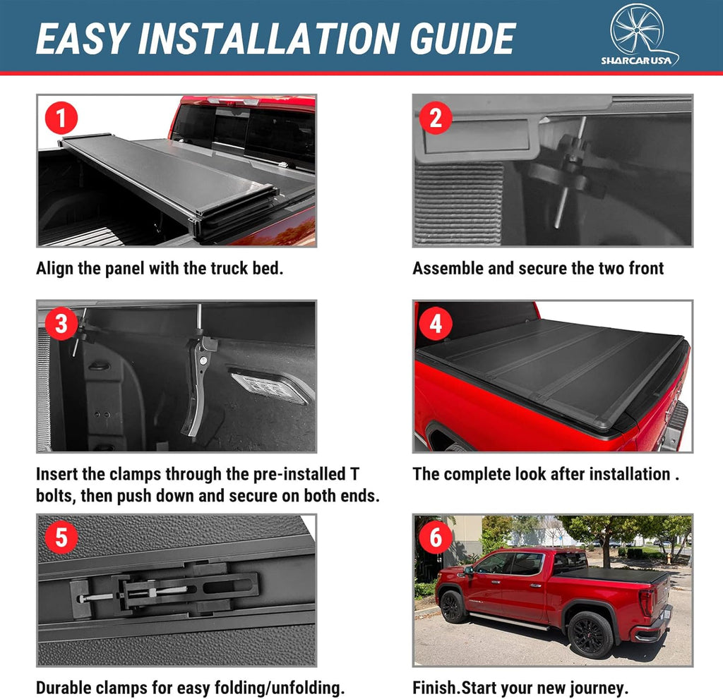 Black Hard Tri-Fold Truck Bed Tonneau Cover for Ford Ranger 5' Bed Z6650