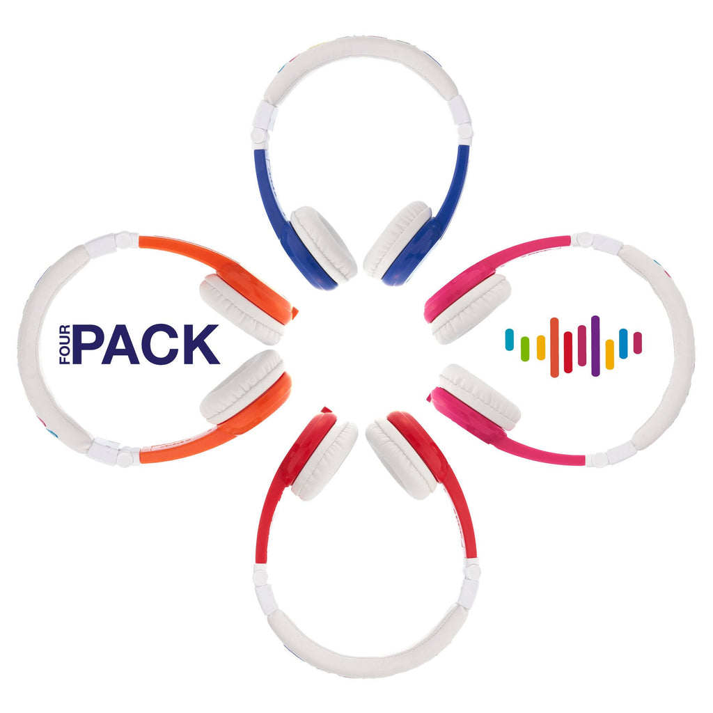Foldable Volume Limiting Kids Headphones 4-Pack V369547