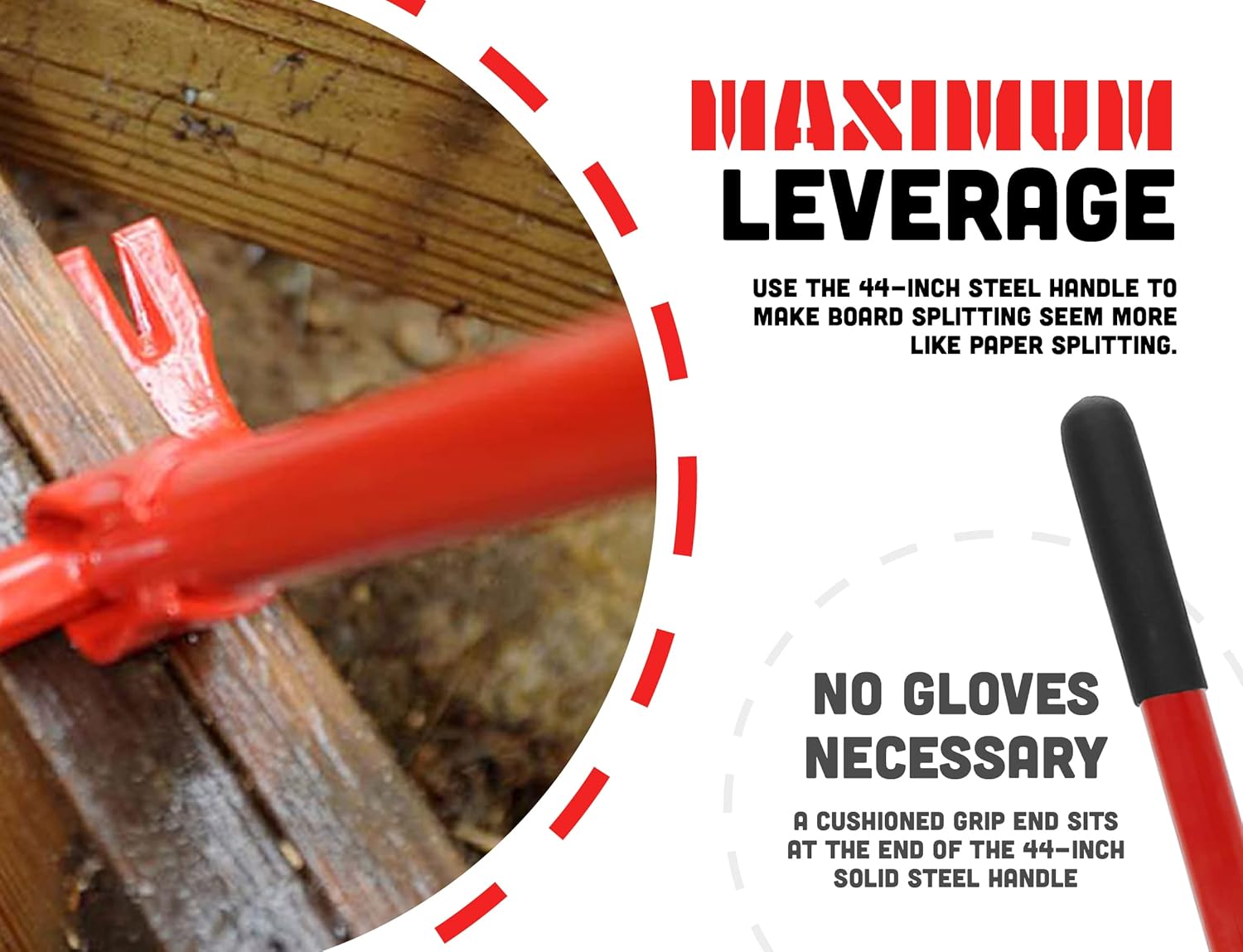 Red Steel Pallet Buster Deck Wrecker Tool, 44 Inch Non-Slip Handle, Pack of 2 C498258