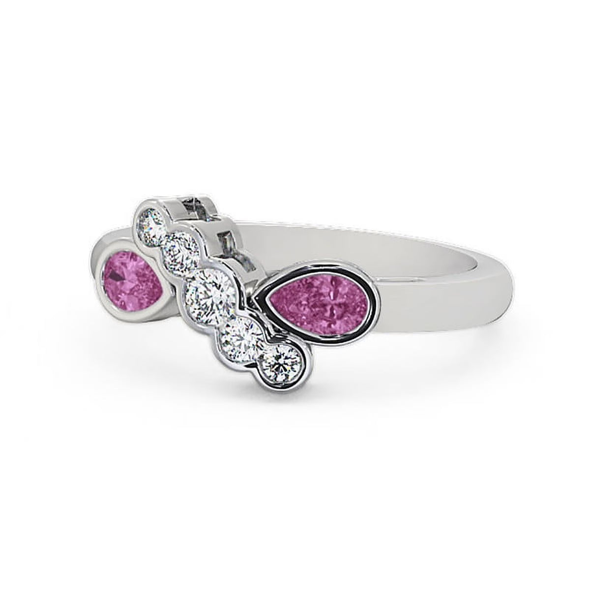 14K White Gold Pear Cut Pink Sapphire Diamond Eternity Band Size 8.5 P469988