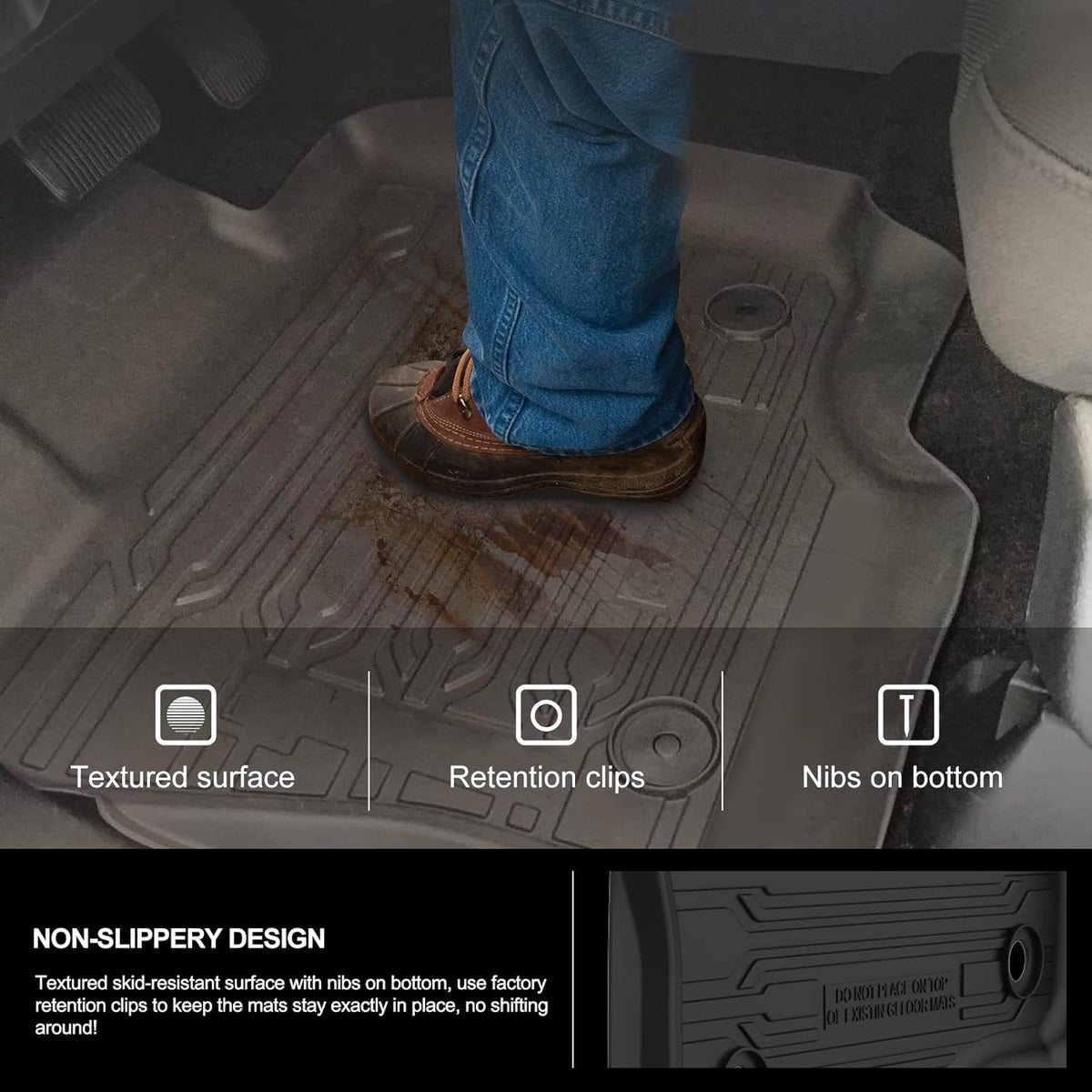 F150 Floor Mats for 2021 2022 Ford F-150 SuperCrew Cab All Weather Custom Fit Liners with Under Seat Lux Box A62673