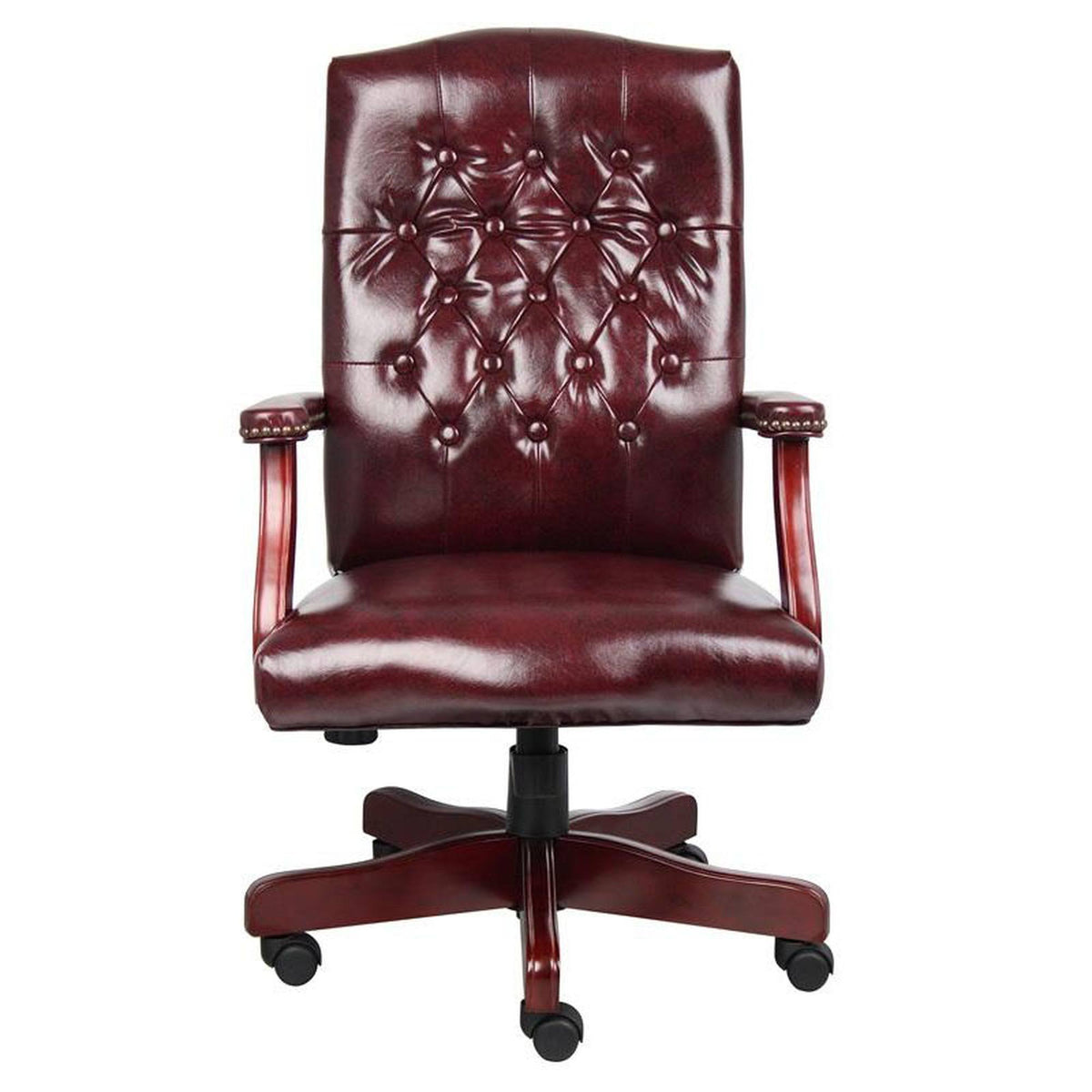 Mahogany Tufted Vinyl Executive Chair F95872
