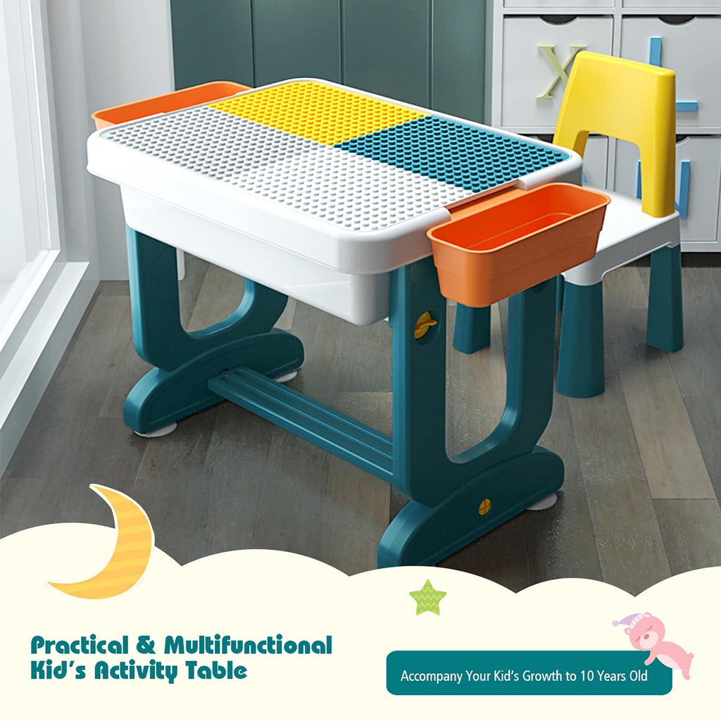5 in 1 Kids Multi Activity Table and Chair Set Building Block Table A22538