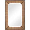 28 inches W X 42 inches H Rectangular Mirror with Woven Rattan Frame L4213