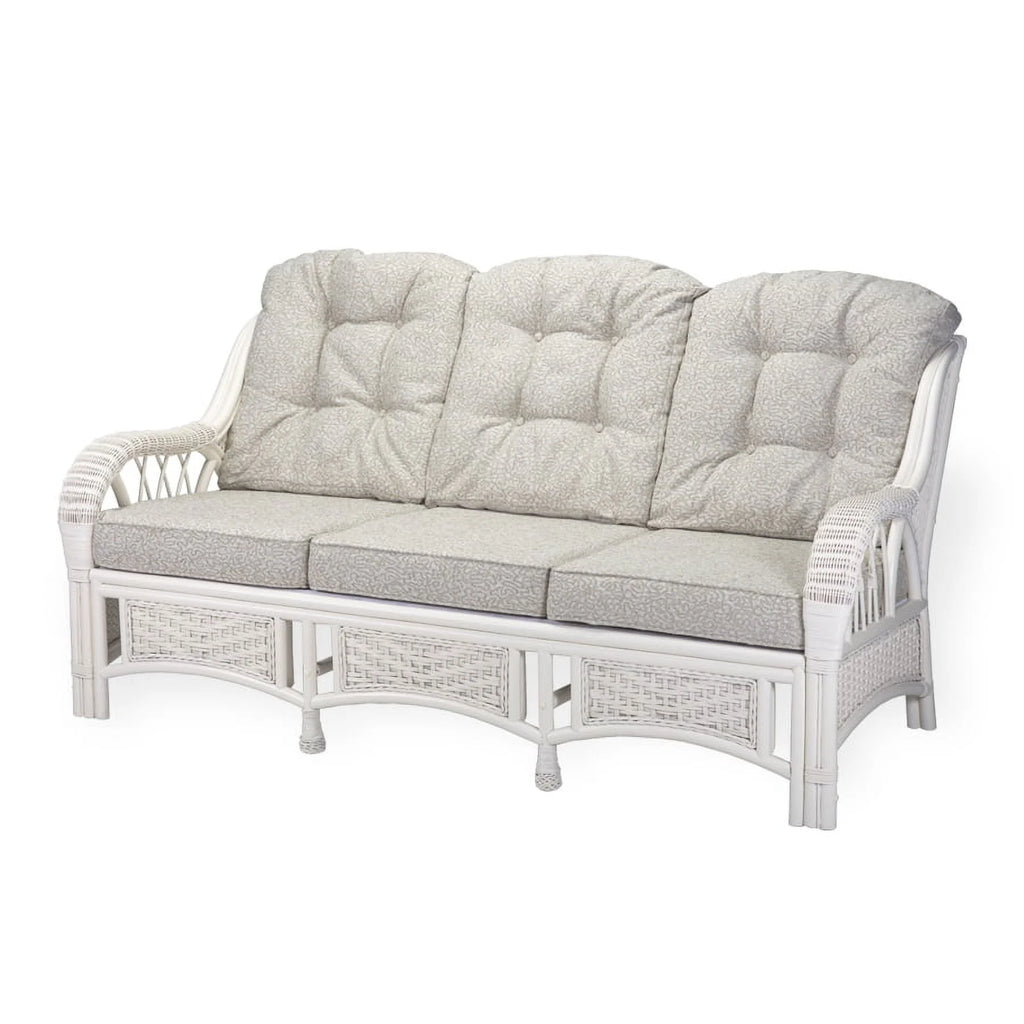Rattan Wicker Living Room Set 4 Pieces: 2 Lounge Chair ThreeSeater/Sofa Coffee Table White Color with Cushion U3566