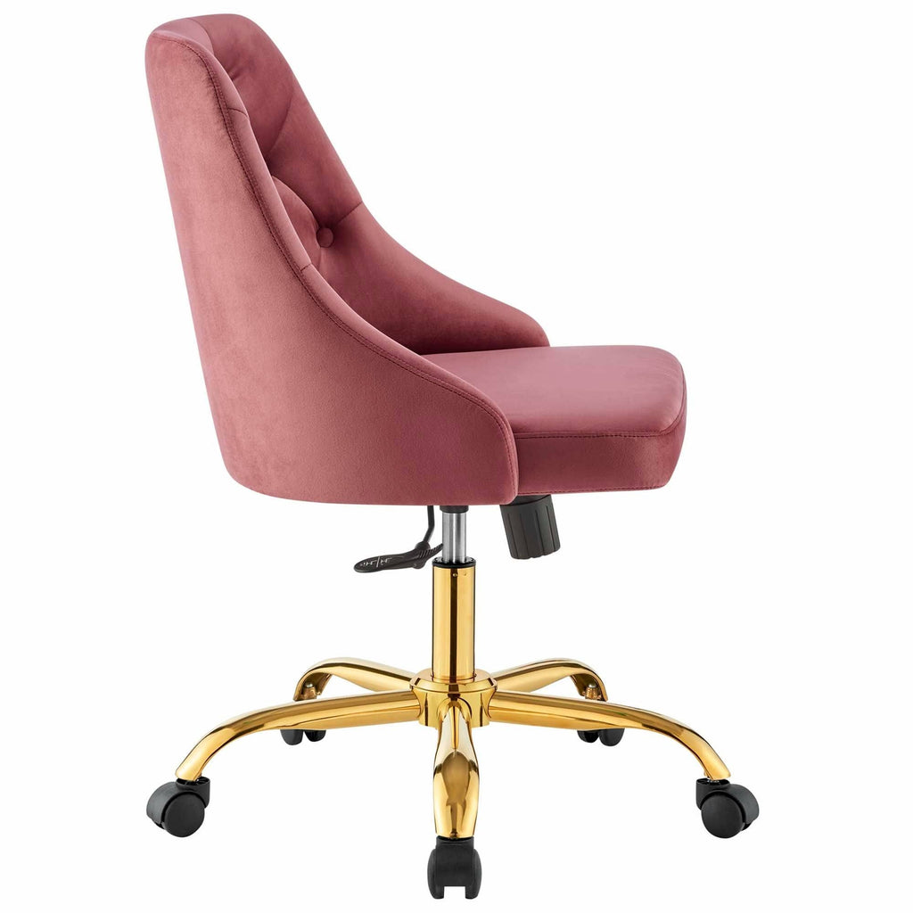 Gold Gray Velvet Swivel Office Chair V58624