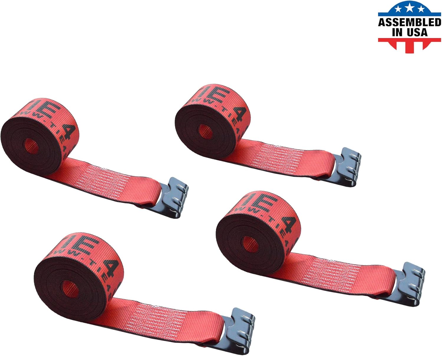 4 - Pack Yellow Heavy Duty Tie-Down Winch Strap with Flat Hooks I913