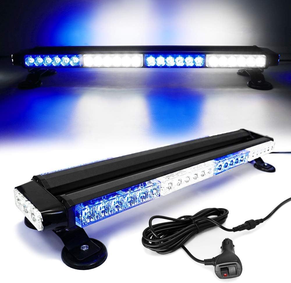 White Red 26 54 LED Roof Top Double Side Emergency Strobe Light Bar with Magnetic Base C229329