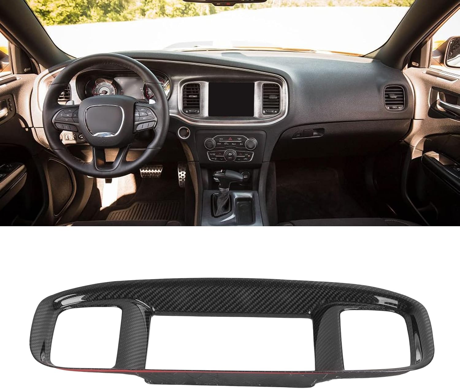 Gloss Black Carbon Fiber Car Stereo Radio Fascia Frame I802