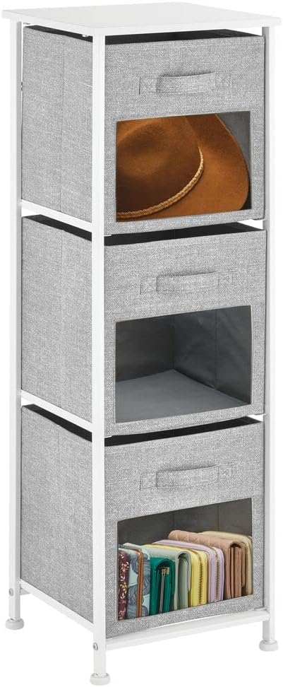 Vertical Furniture Storage Tower with 3 Drawers, Gray A92588