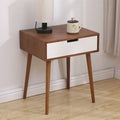 Light Fraxinus Mandshurica White Side End Table Nightstand with Drawer W3471