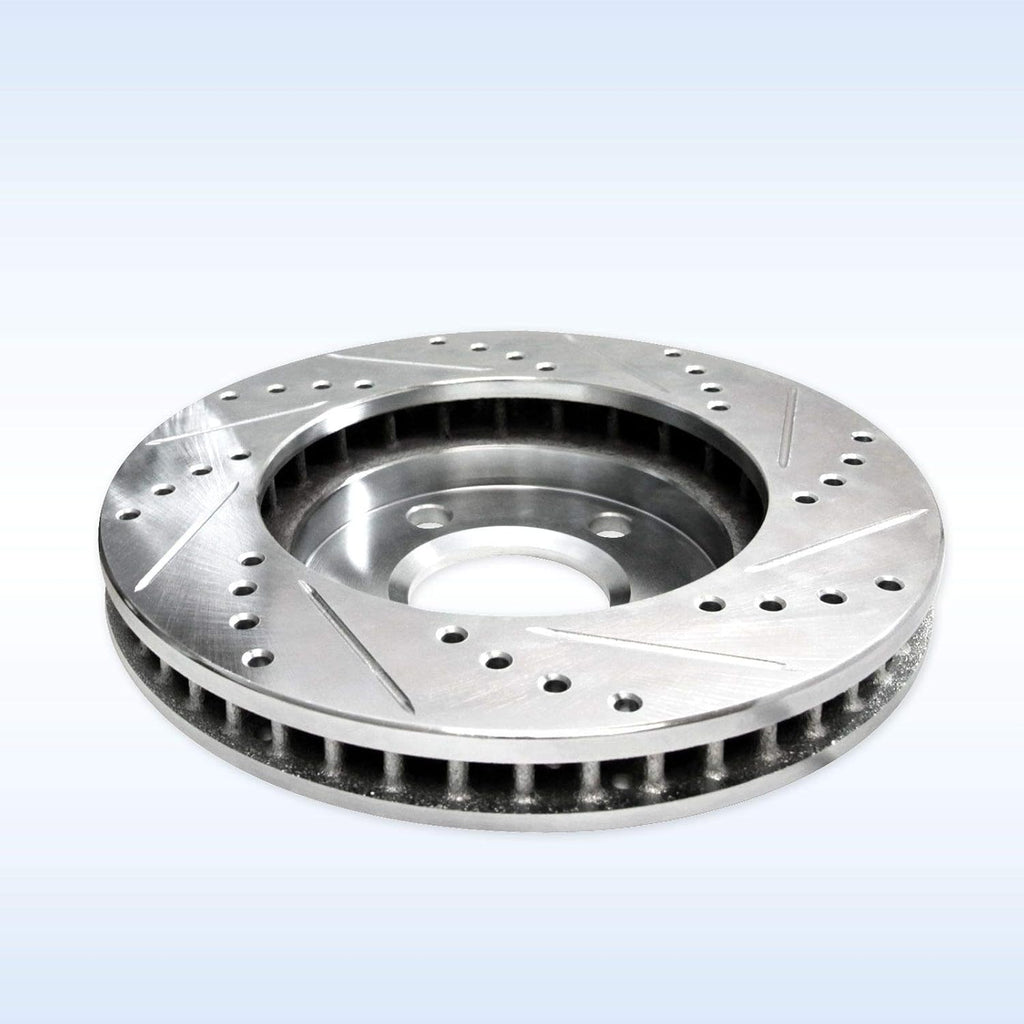 Silver Drilled Slotted Brake Rotors and Semi Metallic Brake Pads U7020
