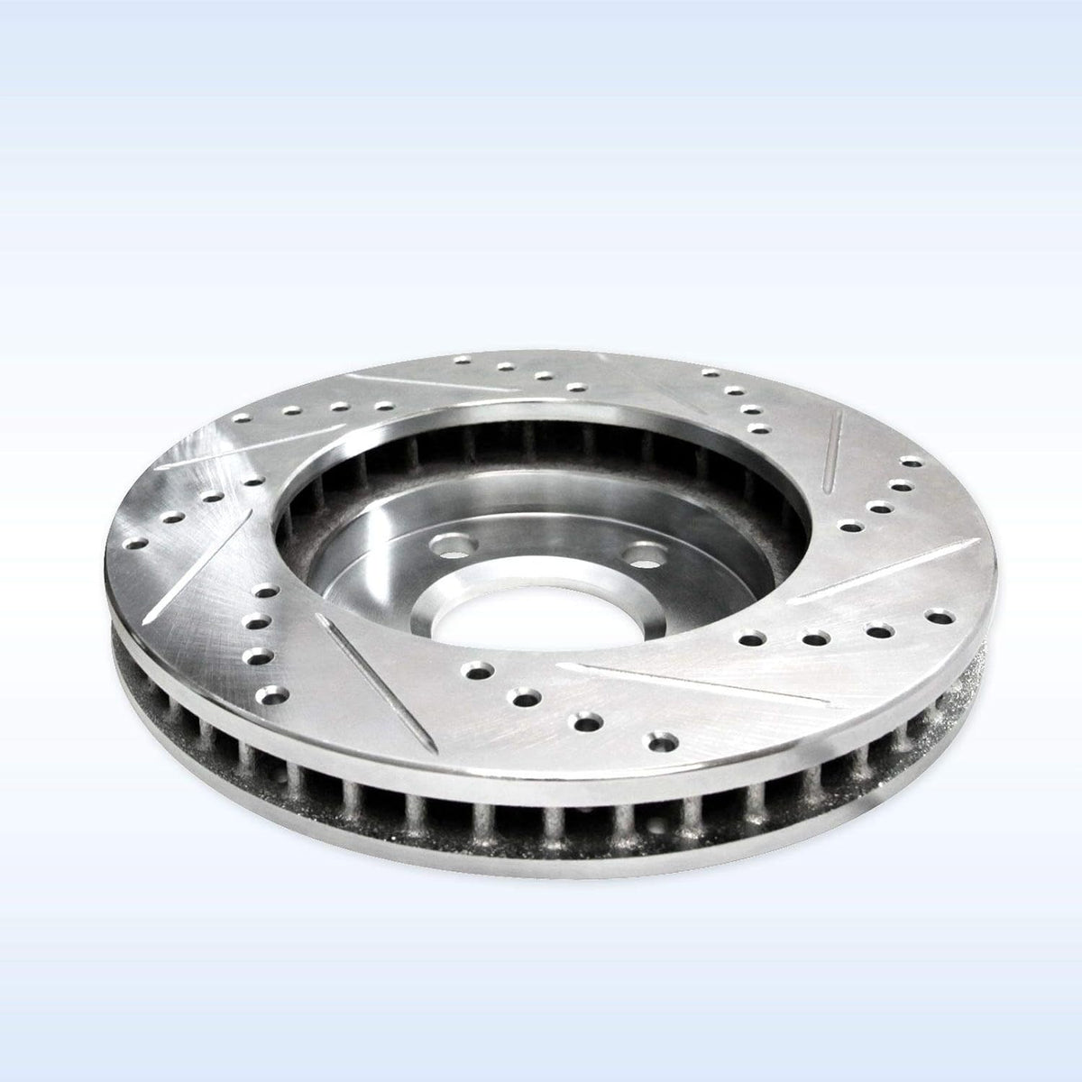 Silver Drilled Slotted Brake Rotors and Semi Metallic Brake Pads U7020