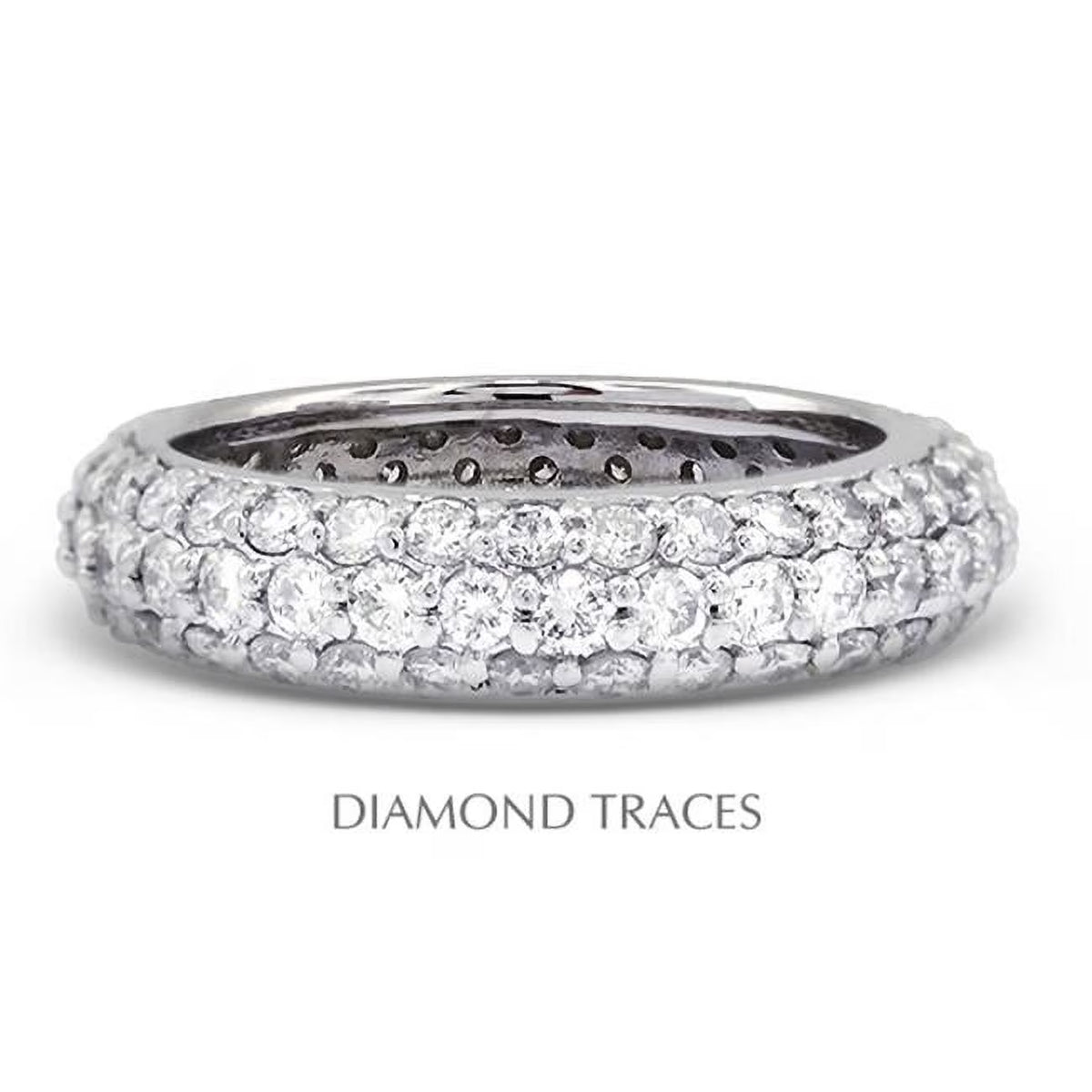 14K White Gold Pave Setting Diamond Eternity Ring Q70749